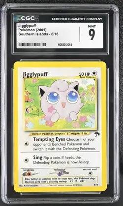 CGC 9 MINT Jigglypuff 2001 Southern Islands 8/18 Pokemon Card - Image 1