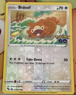 Pokemon TCG Bidoof Reverse Holo Common Card 059/078 Pokemon Go - Image 1