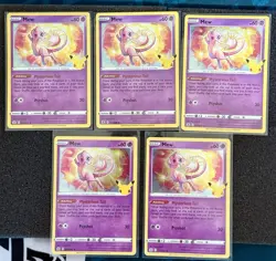 Pokemon Mew Celebrations 011/025 25th Anniversary Holo LOT of 5 FRESH FROM Packs - Image 1