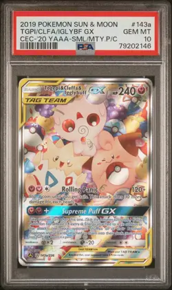 PSA 10 Togepi Cleffa Igglybuff GX 143a/236 Promo English Cosmic Eclipse Gem Mint - Image 1