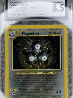 Magneton CGC 8.5 Pokemon WOTC 2001 Neo Revelation Double Holo Error Swirl POP 16 - Image 2