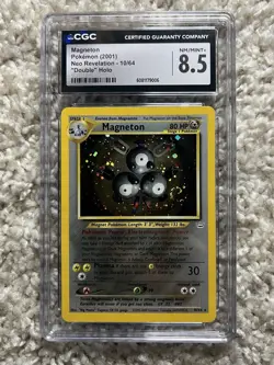 Magneton CGC 8.5 Pokemon WOTC 2001 Neo Revelation Double Holo Error Swirl POP 16 - Image 4