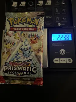 22.38g VERY HEAVY Prismatic Evolutions Pokemon Sealed Booster Pack New - Image 1