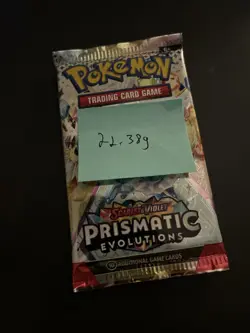 22.38g VERY HEAVY Prismatic Evolutions Pokemon Sealed Booster Pack New - Image 4