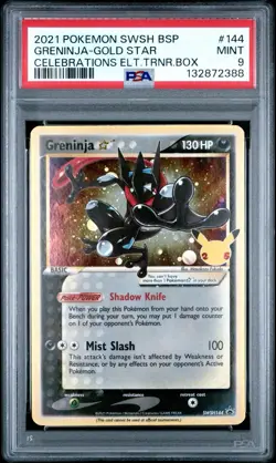 2021 Pokemon Greninja Gold Star Celebrations ETB Promo SWSH144 Mint PSA 9 - Image 1