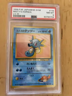 Pokemon PSA 8 NM-MT JAPANESE Mistys Horsea (カスミのタッツー) #116 Gym Heroes 1998 - Image 1