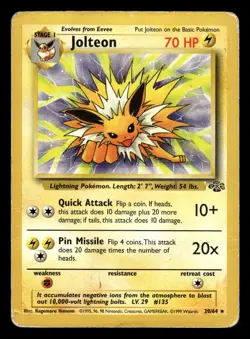 Jolteon 20/64 Rare Jungle Set Pokemon Card - 1 - Image 1