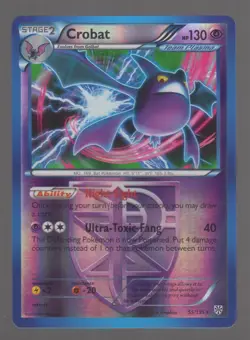 Pokemon Black & White Plasma Storm CROBAT (Team Plasma) Reverse Holo 55/135 NM - Image 1