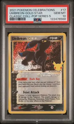 2021 POKEMON CELEBRATIONS CLASSIC COLLECTION #17 UMBREON-GOLD STAR PSA 10 #17 - Image 1
