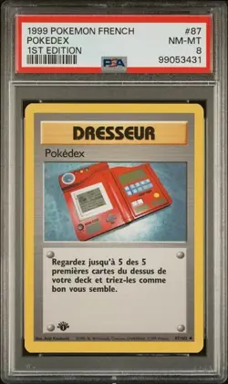 TCG 1999 Pokemon FRENCH Dresseur 1ST Edition Card POKEDEX # 87 Graded PSA 8 - Image 1