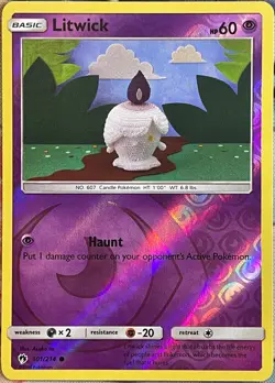 Litwick Reverse Holo - 101/214 - Lost Thunder Pokemon 2018 - Image 1