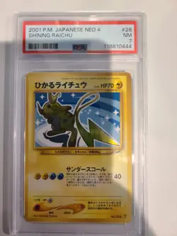 Shining Raichu Japanese Pokemon Neo 4 Darkness and to Light PSA 7 NM 2001 - Image 1