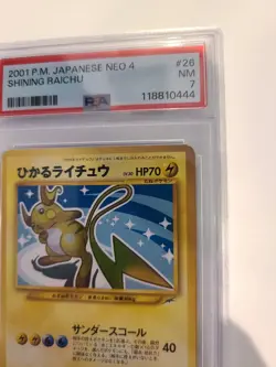 Shining Raichu Japanese Pokemon Neo 4 Darkness and to Light PSA 7 NM 2001 - Image 4