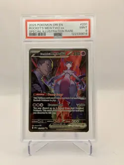 2025 Pokemon Dri EN Rocket's MEWTWO ex 231/182 Special Illustration Rare PSA 9 - Image 1