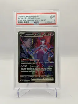 2025 Pokemon Dri EN Rocket's MEWTWO ex 231/182 Special Illustration Rare PSA 9 - Image 2