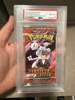 PSA 10 Destined Rivals Giovanni And Mewtwo Graded Pokemon Booster Pack 2025 - Image 1