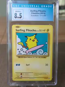 CGC 8.5 Surfing Pikachu Pokemon 2016 Evolutions 111/108 - Image 1