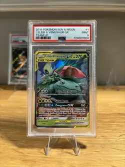 2019 POKEMON SUN & MOON TEAM UP #1 CELEBI & VENUSAUR GX PSA 9 #1 - Image 1