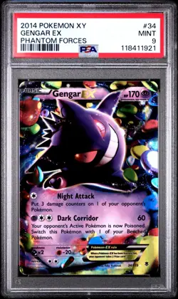 2014 POKEMON PHANTOM FORCES GENGAR EX #34 HOLO 34/119 PSA 9 MINT - Image 1