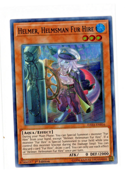 Yu-Gi-Oh! Helmer, Helmsman Fur Hire - DASA-EN016 Super Rare 1st Edition - Played - Image 1
