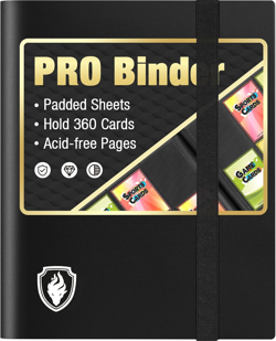 Heavy Duty 9 Pocket Card Binder Holds 360 Cards, Black Side-Loading Album - Image 1