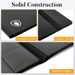 Heavy Duty 9 Pocket Card Binder Holds 360 Cards, Black Side-Loading Album - Image 2