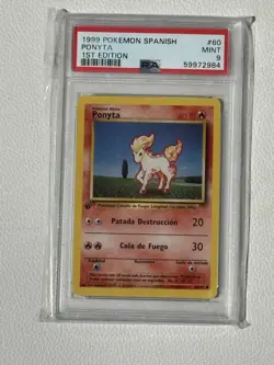 ✨SPANISH PSA9 1st Edition Ponyta 1999 Pokemon Card Base Set SPANISH 60/102 Mint✨ - Image 2