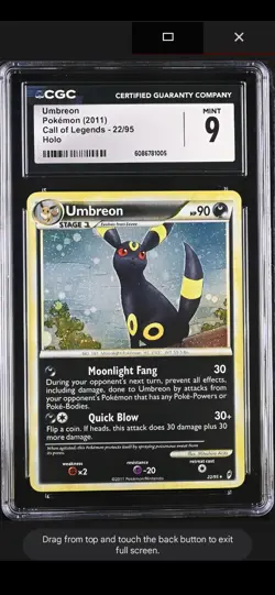 Umbreon Call Of Legends 22/95 Holo Graded 9 Cgc Tcg Card Pokemon 2011 - Image 1