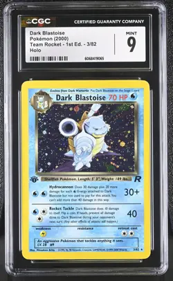 CGC 9 MINT Dark Blastoise 2000 Team Rocket 1st Edition 3/82 Holo Pokemon Card - Image 1