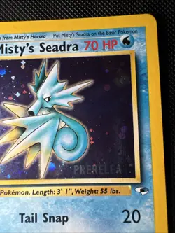 Misty's Seadra (Prerelease) 009/132 Wotc Promo Holo Pokemon Card Nm Swirl - Image 3