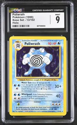 CGC 9 MINT Poliwrath 1999 Base Set 13/102 Holo Pokemon Card - Image 1