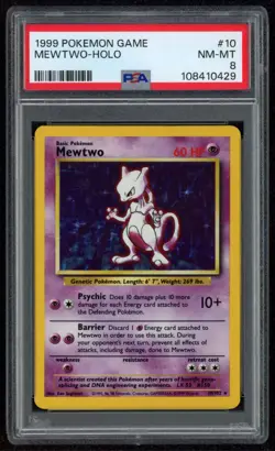 1999 Pokemon English Base Set-Holo MEWTWO #10 PSA 8 - Image 1