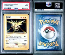 PSA 9 Pokemon Base Set Unlimited Holo Rare Zapdos 16/102 1999 English MILLI CERT - Image 3