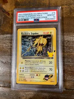 POKEMON 2021 Celebrations Classic Coll Gym Chall ROCKET'S ZAPDOS Holo #15 PSA 10 - Image 1