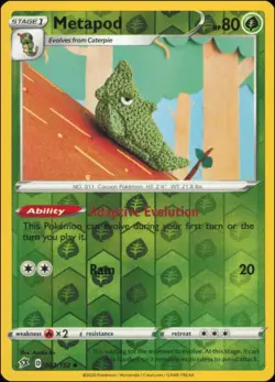 Pokemon - Metapod #002/192 - SWSH02: Rebel Clash Reverse Holo - Image 1