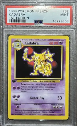 Pokemon Kadabra Base Set 1st Edition French #32 PSA 9 Mint - Image 1
