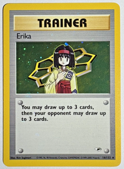 Pokemon TCG Erika #16/132 Gym Heroes Unlimited Holo Rare Card W/SWIRL 🌀 - Image 1