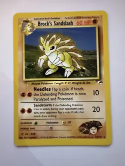 Pokemon TCG Brock's Sandslash Gym Heroes Rare Non-Holo Card 23/132 - Image 1