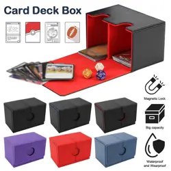 Card Deck Box for MTG Commander Deck PU Leather Double Deck Box Holds 200+ - Image 1