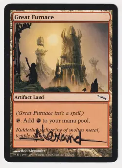 Signed Altered Sketch Great Furnace MP Mirrodin Artist Rob Alexander MTG Magic! - Image 1