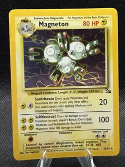 Magneton 11/62 1999 Pokemon Fossil Unlimited Holo Rare WoTC Vintage MP - Image 1
