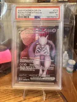 PSA 10 Team Rockets MEWTWO EX Pokemon TCG Destined Rivals 213/182 Gem Mint - Image 1