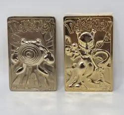 Mewtwo & Poliwhirl Pokemon Nintendo 1999 24k Gold Plated Burger King Promotion - Image 1