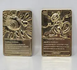 Mewtwo & Poliwhirl Pokemon Nintendo 1999 24k Gold Plated Burger King Promotion - Image 2