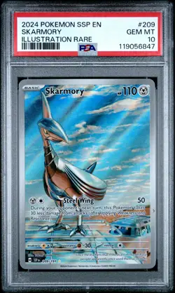 2024 POKEMON SSP EN-SURGING SPARKS ILLUSTRATION RARE #209 SKARMORY PSA 10 - Image 1