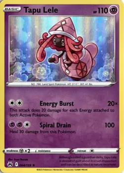 Tapu Lele 64 Rare Holo Pokemon Card - Set: Crown Zenith - Image 1