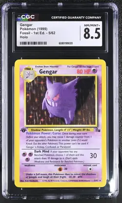 CGC 8.5 Gengar 1999 Fossil 1st Edition 5/62 Holo Pokemon Card - Image 1