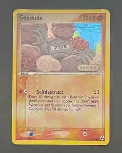 Pokemon Card Geodude 53/92 Reverse Holo Legend Maker - Damaged - Image 1