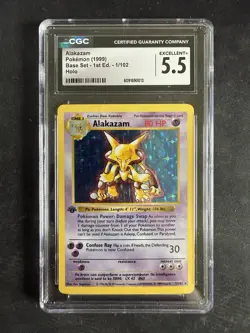 1999 1ST EDITION SHADOWLESS ALAKAZAM BASE SET POKEMON CGC 5.5 PSA - Image 1