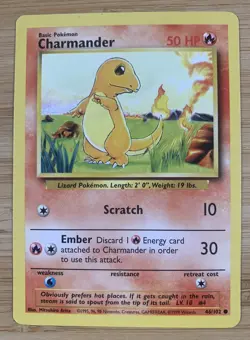 Mint Condition Pokemon TCG Charmander Base Set 46/102 1995 - 1998 - Image 1